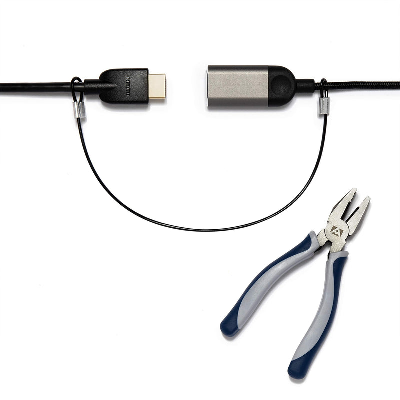 Heavy Duty Cable Lock: A Tamper-Resistant, Pre-Assembled Stainless Cable Tether Kit for Computers, Adapters & Dongles - Includes a Free Crimping Tool for Easy Installation (Black, 10 Pack) 10 Pack Heavy Duty TetherTies Black