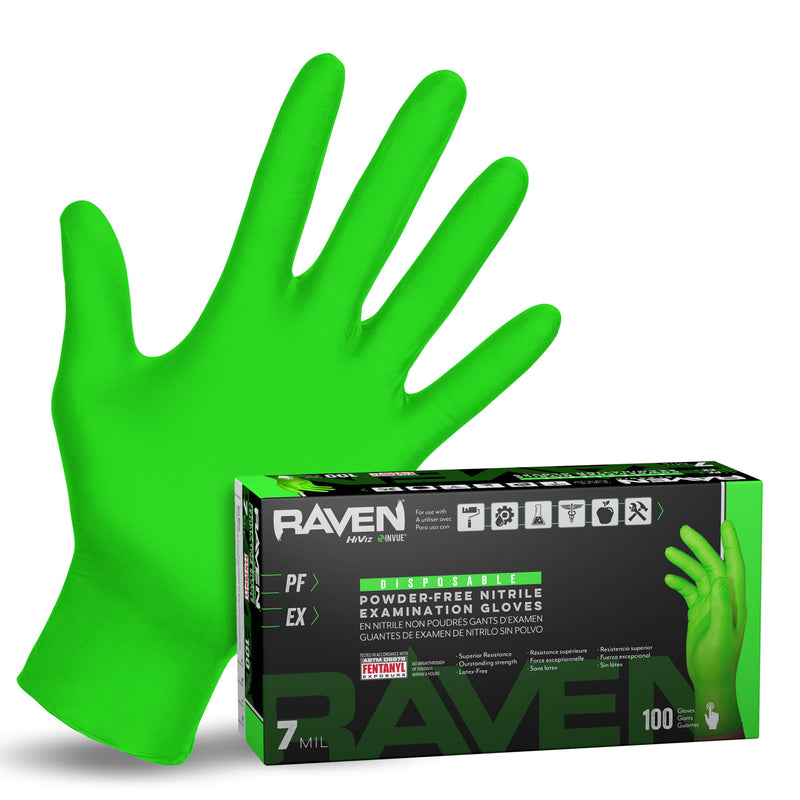 SAS Safety 66554 Derma-VUE Powder-Free Exam Grade 6 Mil Nitrile Gloves, 2X-Large, Neon Green