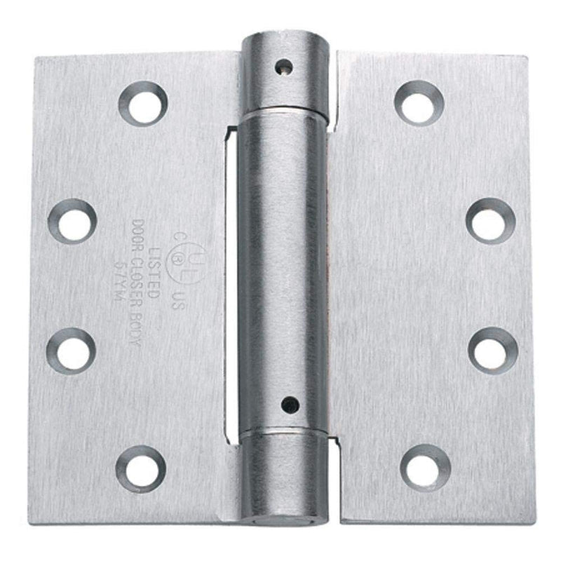 Hinge Outlet 4.5 Inch Square Spring Hinges – Commercial Grade, Adjustable Self-Closing Door Hinges for Quiet, Secure Closing (Satin Chrome, 2 Pack) Satin Chrome