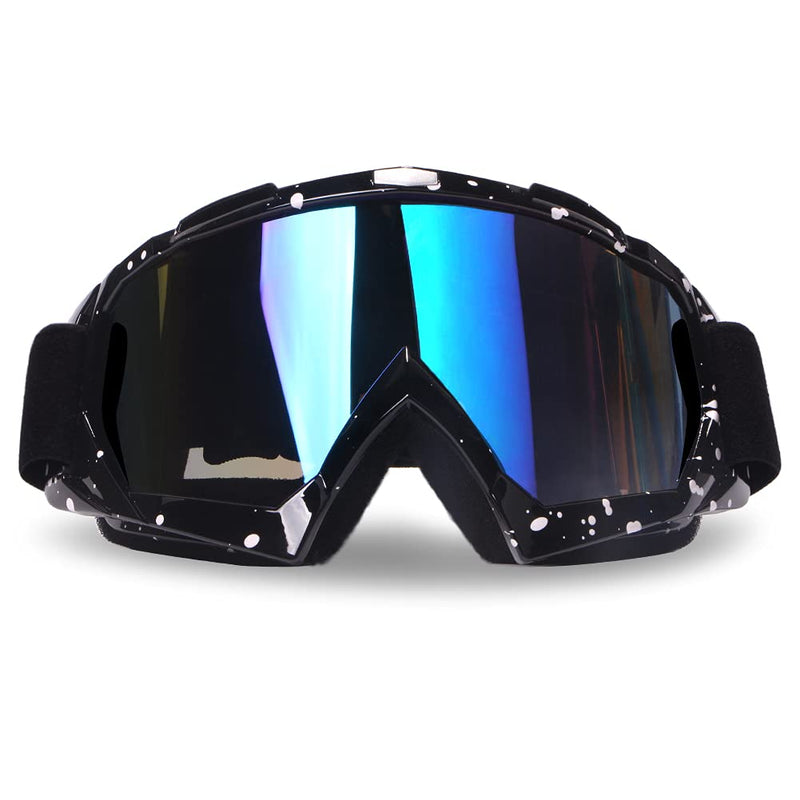 Motorcycle Goggles Dirt Bike Goggles Windproof ATV Dustproof Racing GogglesScratch Resistant Ski Goggles Protective Safety Glasses PU Resin (Black frame+Color lens) Marble Black Frame+color Lens