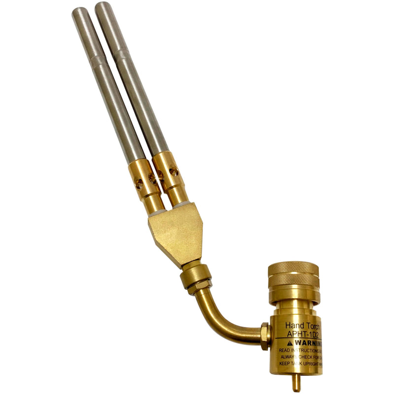 Appli Parts APHT-1D2 Double Burner Hand Torch for Soldering Brazing with Map or Propane Fuel Swivel Tip for uses in Plumbing Refrigeration air Conditioning and More