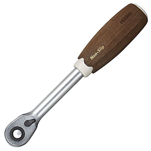 VESSEL HRH3-W Woody Ratchet Handle Non-slip Grip Insertion Angle 3/8 inch (9.5 mm) Ratchet Handle (3/8")