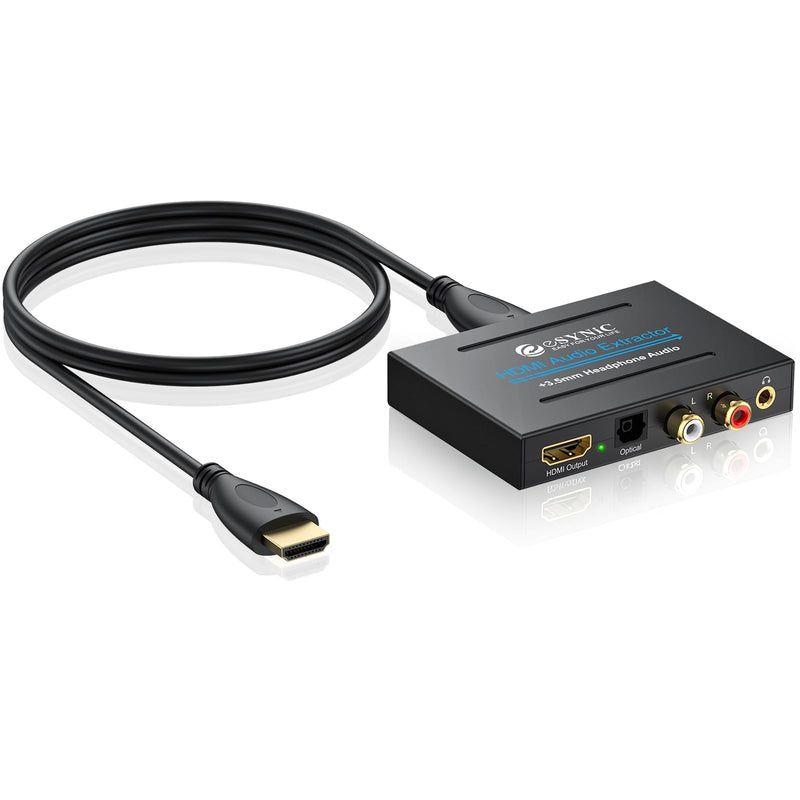 eSynic Portable 4K@30Hz HDMI Audio Extractor-No ARC/eARC & Not from HDTV to Soundbar-Easy to Setup-Metal Shell-for Gaming Consoles/Fire TV Stick to HDMI Monitor & Optical or 3.5MM & L/R Audio System