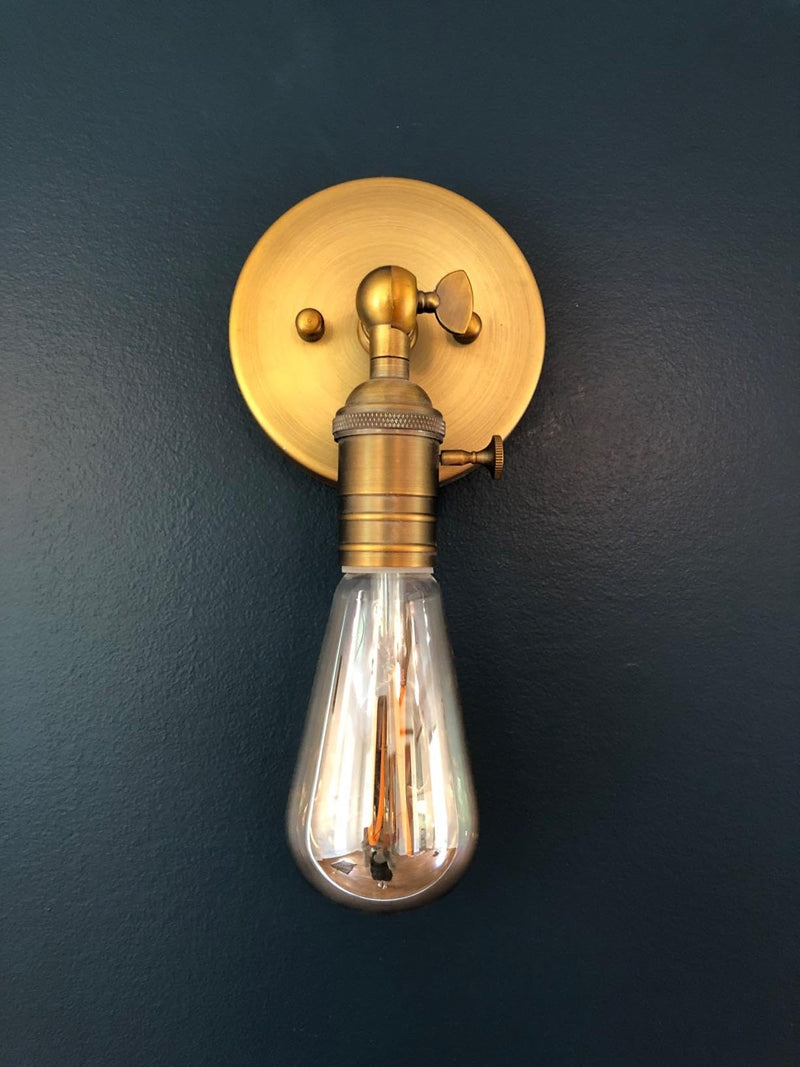 PERMO Minimalist Single Socket 1- Light Wall Sconce Lighting with On/Off Switch (Anqitue) Antique