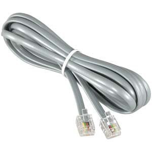 InstallerParts (10 Pack RJ11 Modular Telephone Cord Extension- Straight Wiring, Silver (7FT) 7 Feet (10 Pack) Straight, RJ11, Silver