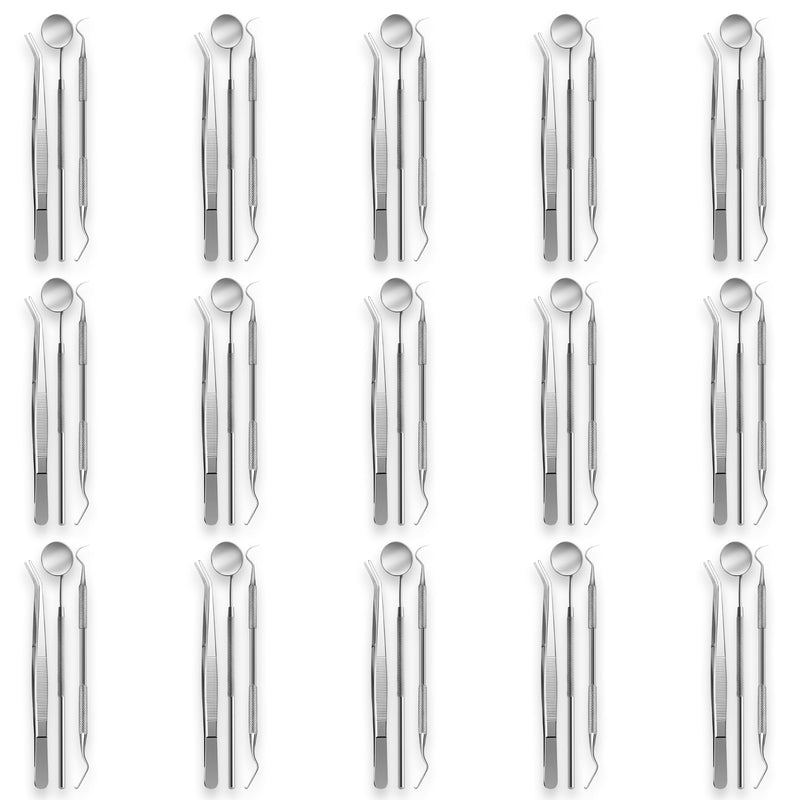 SURGICAL ONLINE 45pcs Adults Basic Economy Professional Dental Hygiene Kit Plaque Remover Set, Stainless Steel Tools, Tarter Scraper, Tooth Pick, Dental Scaler and Mouth Mirror Plier Instruments Home