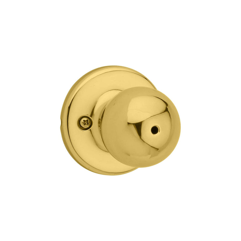 Kwikset Polo Interior Privacy Door Knob with Lock, Door Handle For Bathroom and Bedroom, Polished Brass Keyless Turn Lock Doorknob 1 Count (Pack of 1)