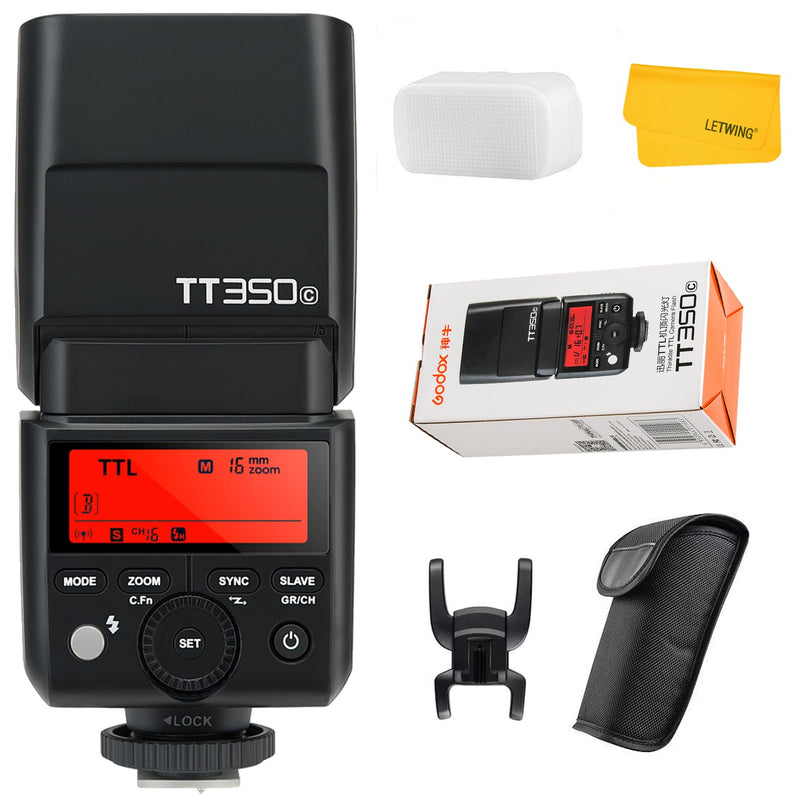 Godox TT350C Flash for Canon Camera, GN36 2.4G Wireless Canon Speedlight 1/8000s HSS Speedlite, Mini TTL External Flash for Photography