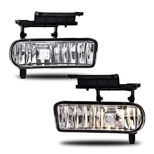 PIT66 Fog Lights, Compatible with 1999-2002 Chevy Silverado 1500 2500/01-02 Silverado 1500HD 2500HD 3500/00-06 Tahoe Suburban 1500 2500 Fog Light Assembly Driver & Passenger Side Clear Silverado 1500 2500 1999-2002