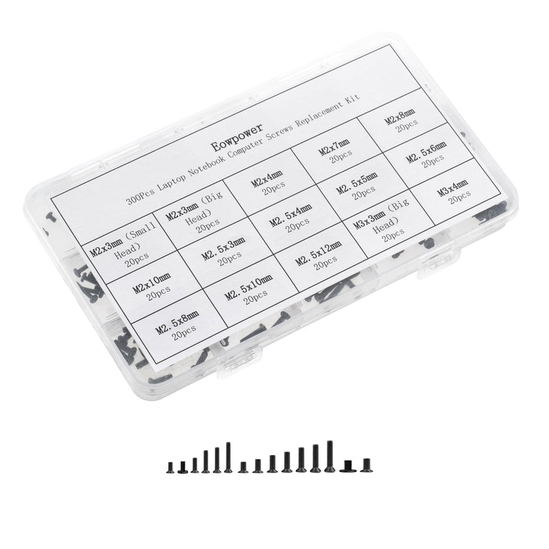 Eowpower 300 Pieces Laptop Notebook Computer Screws Replacement Kit for HP IBM Dell Sony Acer Asus Lenovo Toshiba Gateway Samsung