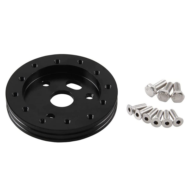 RULLINE 0.5" Steering Wheel Hub Adapter Conversion Spacer 6 Hole to 3 Hole Steering Wheel Adapter Boss Kit Black 0.5"