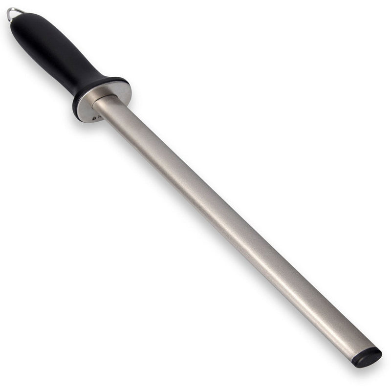 Navaris Diamond Sharpening Steel - 12" (31cm) Oval Knife Rod Sharpener for Honing Kitchen Knives - Lightweight and Durable for Home or Pro Use 31cm Silver / Black