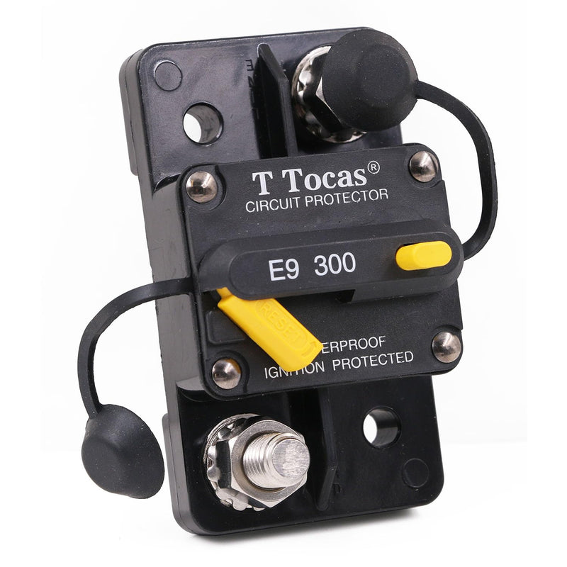 E9 3/8" Studs 300 Amp Circuit Breaker with Manual Reset | UL Certified | 12V - 48V DC | Waterproof IP67 Switchable 300A Surface-Mount