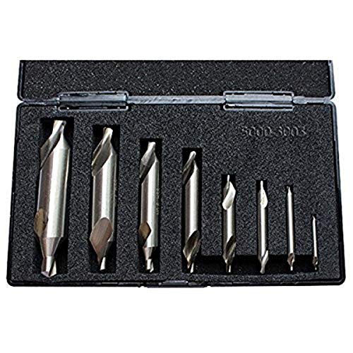 HHIP 5000-3003 Pro-Series 8 Piece High Speed Steel Center Drill Set, No.1-No.8 8 Pc. Set #1-8 High Speed Steel - Inch (Pro-Series)