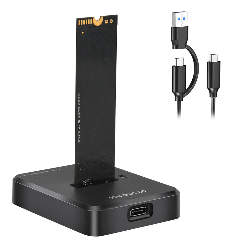 ELUTENG M.2 NVMe & SATA to USB C Docking Station Dual Protocol M.2 to USB C Adapter 10Gbps External SSD Enclosure for M Key, B+M Key Support 2280 2260 2242 2230 SSDs with 2in1 Cable