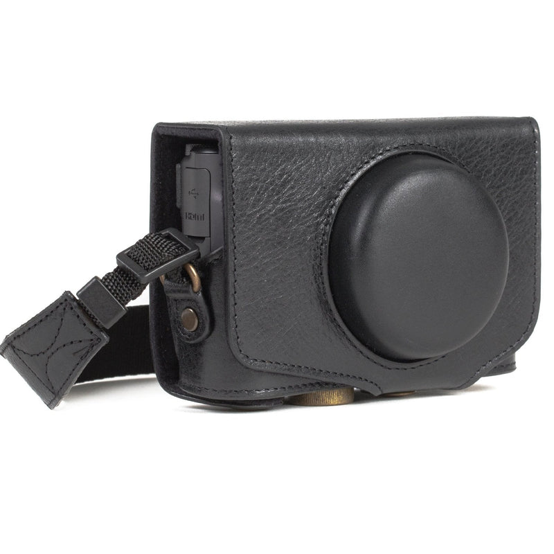 MegaGear MG1176 Canon PowerShot SX740 HS, SX730 HS Ever Ready Genuine Leather Camera Case with Strap - Black One Size