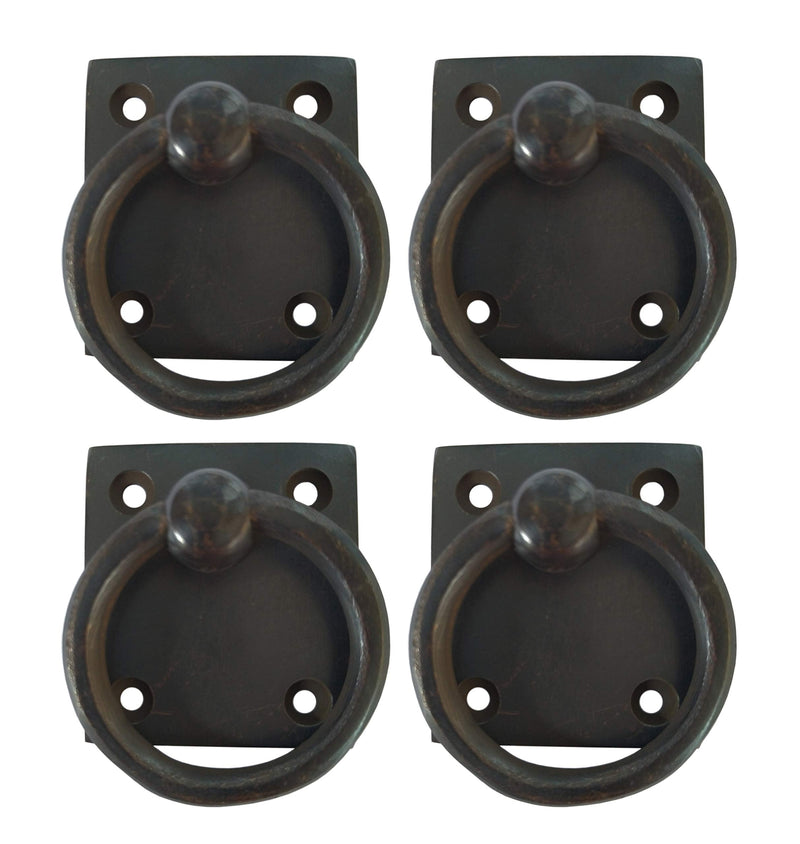 Square Back Ring Pulls Cabinet Chest Dresser Hardware by Nesha 4-Pack