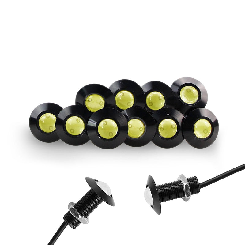 Eagle Eye Led - 10Pack Ultra Thin Daytime Running DRL Tail Lights for Car & Motorcycle, White, DiY, 12V White light (Black) Black case