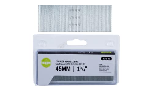 Cadex 21 Gauge Headless Pin Nails 21/45-2M 21 Gauge Headless Pin Nails, Galvanized, 1-3/4", 45Mm, 2000 Pack, 45Mm (1-3/4")