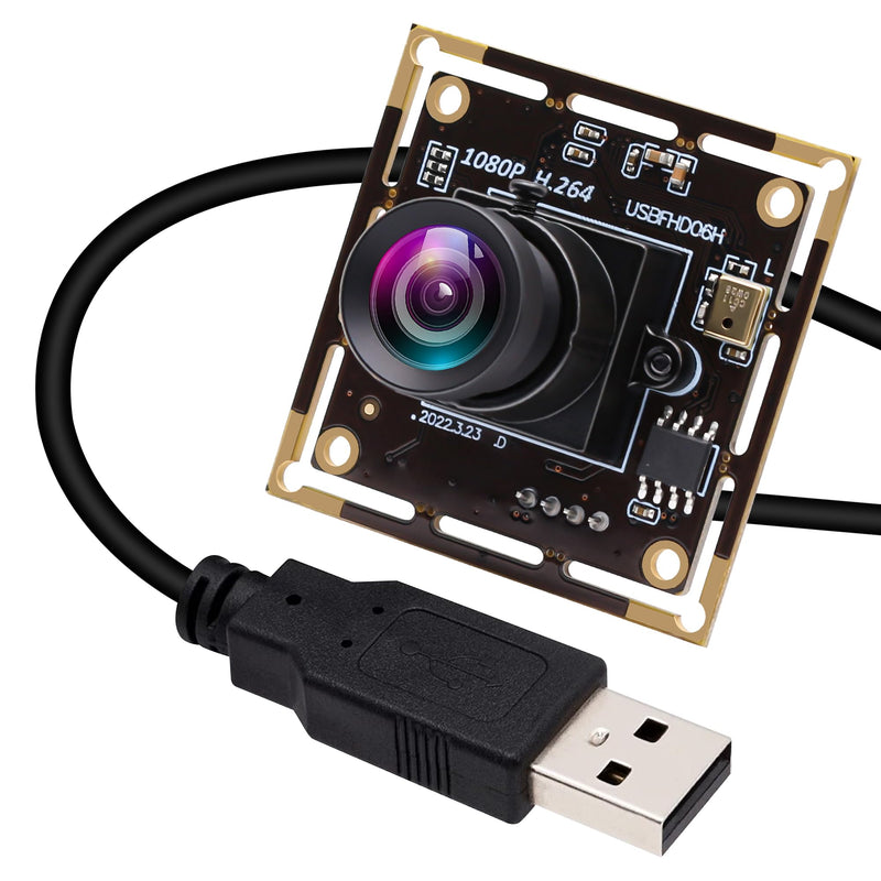 ELP Sony IMX323 Sensor Mini Low Light Wide Angle USB Camera Module with 100degree No Distortion Lens HD 1080P 0.01Lux USB2.0 Video Webcam Board UVC H.264 PC Camera for Computer, Laptop None distortion 100 degree