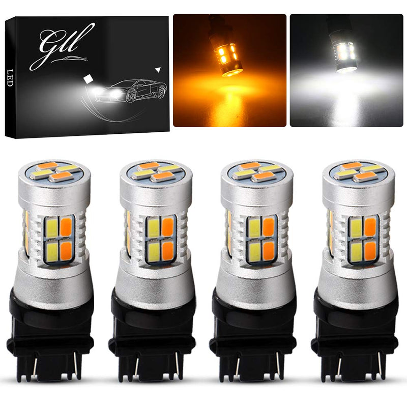 Grandview 3157 Amber/White Switchback Turn Signal LED Light Bulbs 12V LED Replacement Light 3457 3155 4057 4057 3047 3057-4pcs 4-Pack 3157