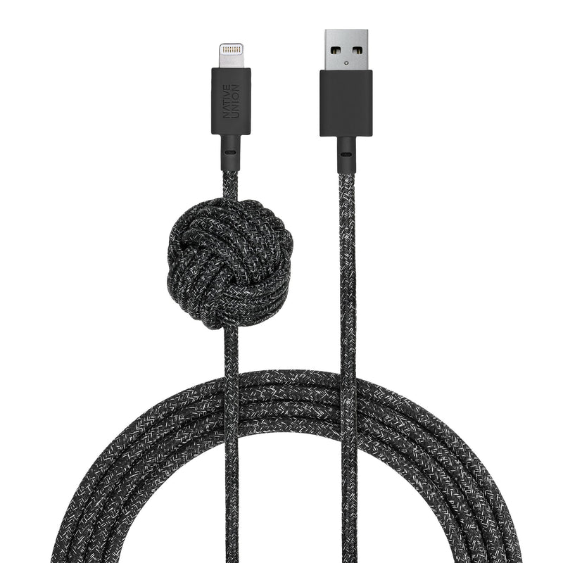 Native Union Night Cable - 10ft Ultra-Strong Reinforced [MFi Certified] Durable Lightning to USB-A Charging Cable with Weighted Knot Compatible with for iPhone 14, iPhone 13 and Earlier (Cosmos) Cosmos