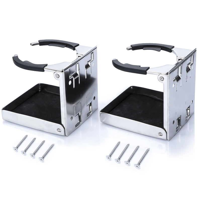 Stainless Steel Adjustable Folding Cup Drink Holders Marine/Boat/Caravan/car (Cup Holder (2pcs))