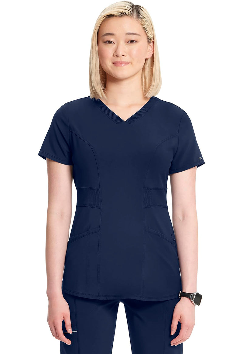 Infinity Cherokee V-Neck Women's Nurse Scrub Top, 4-Way Stretch, Superior Performance and Comfort CK623A Large Navy