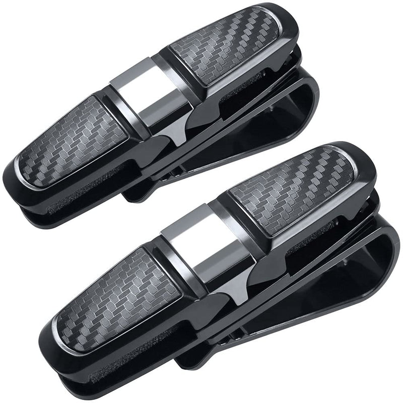 2 Pack Glasses Holders for Car Sun Visor, Sunglasses Eyeglasses Mount with Ticket Card Clip - Black