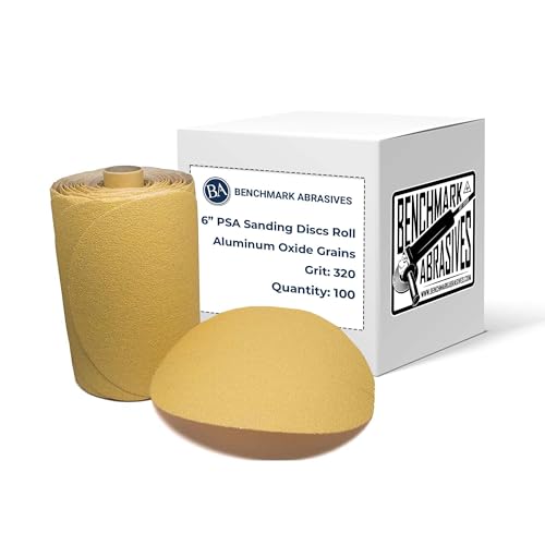 Benchmark Abrasives 6" PSA Gold Sanding Discs, 320 Grit, 100-Count 6 inch
