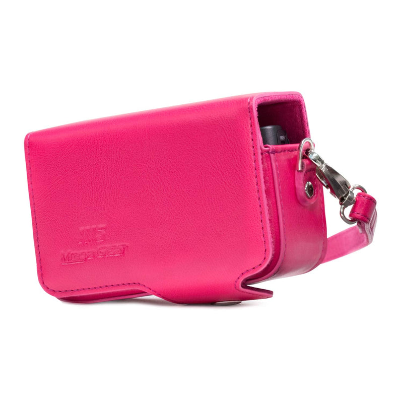 Megagear Leather Camera Case with Strap Compatible with Sony Cyber-shot DSC-RX100 VII, ZV-1, DSC-RX100 VI, DSC-RX100 V, DSC-RX100 IV, DSC-RX100 III, DSC-RX100 II - Hot Pink