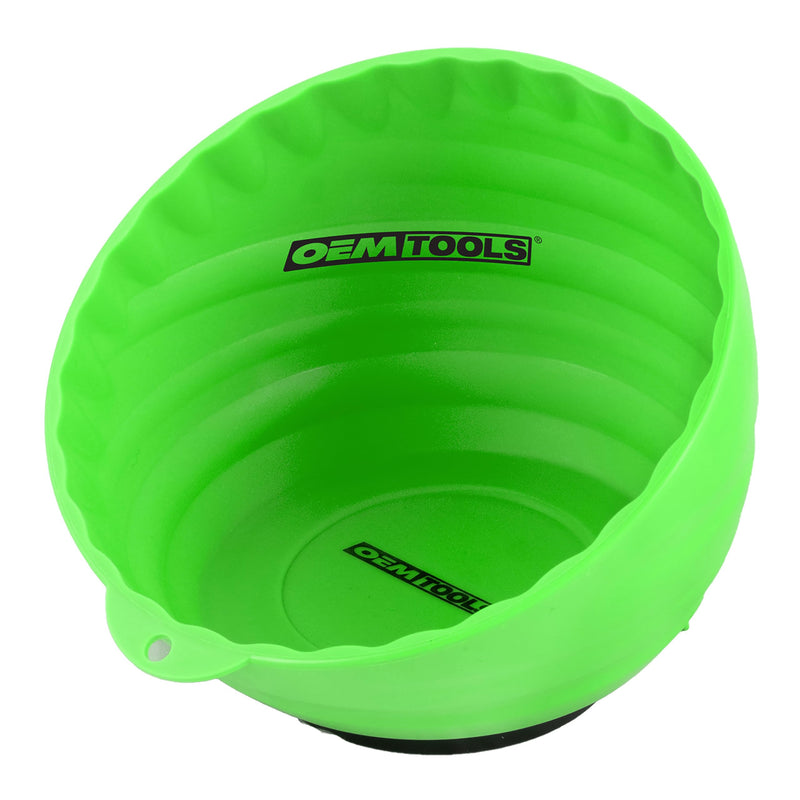 OEMTOOLS 25114 Magnetic Nut Cup, Magnetic Bowls for Holding Nuts and Bolts, 6 Inch Cup Diameter, Coated Magnet Sticks to All Ferrous Metal Work Surfaces,Green Green