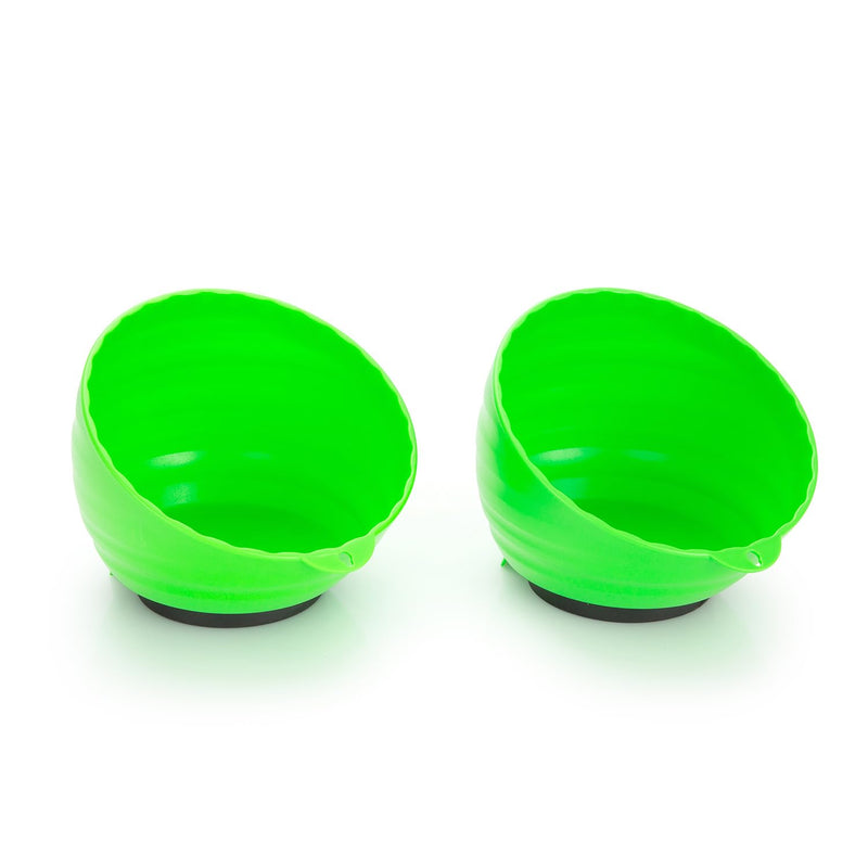 OEMTOOLS 25115 Green Magnetic Nut Cups, 2 Pack, Each Curved Magnetic Parts Tray Holds Up to 5 Pounds, Attaches To Metal Surfaces, Multi-Use Nuts And Bolts Organizer Set Made From Durable ABS Plastic Green 2 Pack