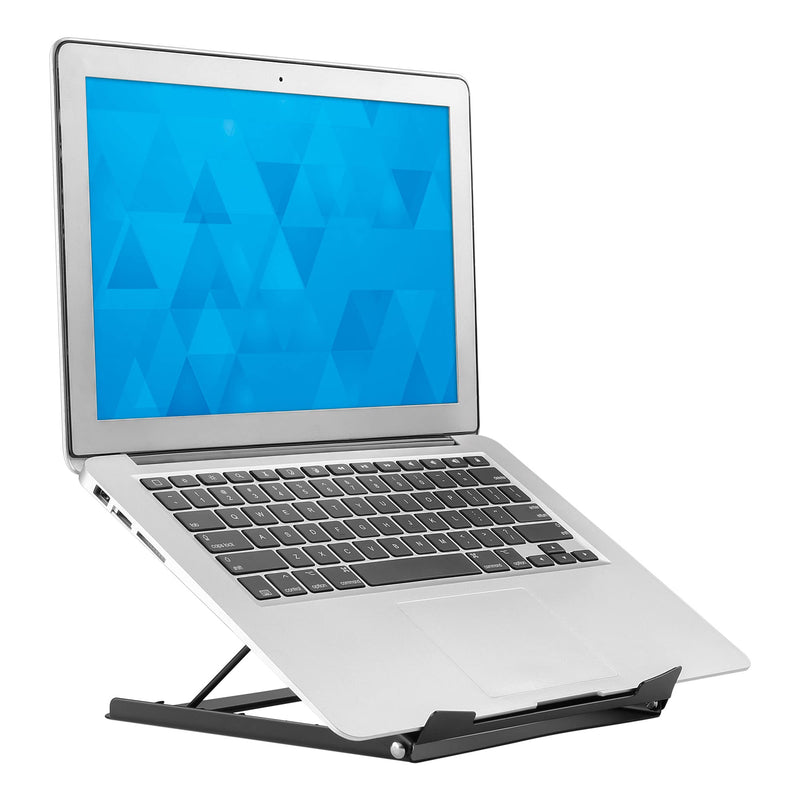 Laptop Stand for Desk Adjustable Height - Black Solid Steel Laptop Riser | 5 Adjustable Heights | Properly Positions Head, Neck, Back and Wrists to Reduce Aches While Working | No Assembly Required