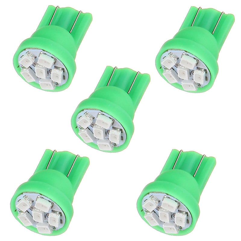 cciyu 194 Extremely Bright:LED Bulbs Interior Lights T10-6-3020-SMD Dashboard Gauge Light Speedometer Odometer Tachometer LED light Instrument Panel Light Wedge T10 168 2825 W5W Green Pack of 5