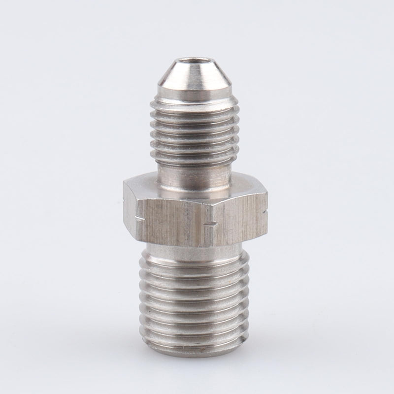 -3 AN Male Flare to M12x1.25 Inverted Seat Straight Stainless Steel AN3 Male Thread Flare Brake Line Union Tube Hose Fitting Adapter 3AN to M12x1.25 an to metric inverted seat adapter