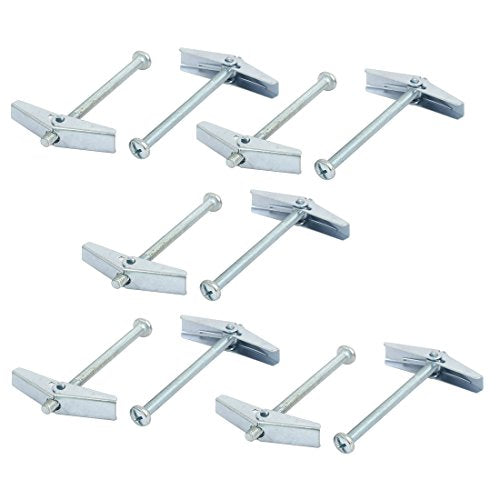 uxcell M5 x 75mm Male Thread Spring Loaded Hollow Wall Round Head Toggle Bolt 10pcs