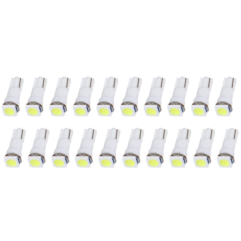 cciyu T5 58 70 73 74 Dashboard Gauge 1-SMD 5050 LED Wedge Lamp Bulbs Lights Replacement fit for Dashboard instrument Panel Light Bulbs LED Lamps,20Pack White