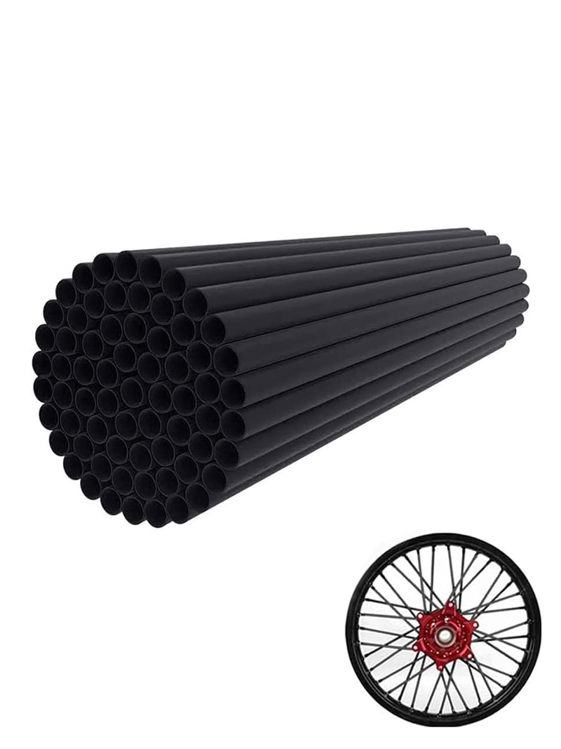 JFG RACING Bike Spoke Covers,Universal 72Pcs Dirt Bike Spoke Skins Wheel Wraps for 8"-21" Rims for Dirt Pit Bike Motorcycle Bicycle Wheelchair Decoration - Black