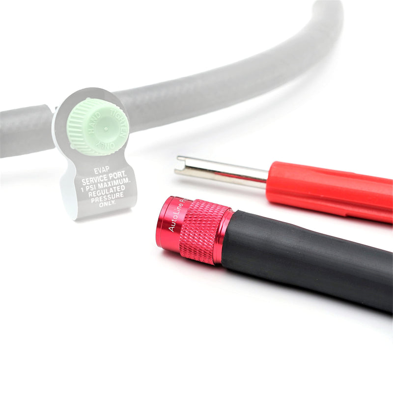 AutoLine Pro EVAP Service Port Adapter Adaptor Connector Kit w/Valve Removal Tool Smoke Leak Tester Red