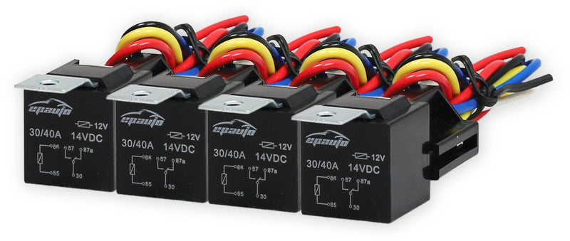 EPAuto 30/40 AMP Relay Harness Spdt 12V Bosch Style - 4 Pack