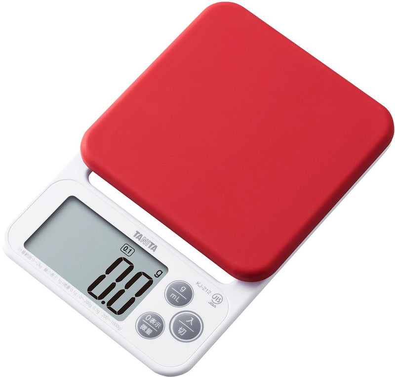 Tanita KJ-212 RD Cooking Scale with Removable and Washable Silicone Cover, Measures Up to 4.4 lbs (0.1 g) Units, Includes Hook Hole, Convenient Storage, Digital Scale, Red 3) Red Normal Type