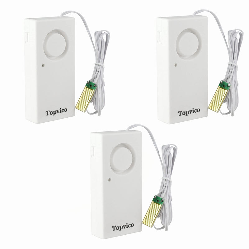 Topvico Water Leak Sensor Detector Flood Alarm for Basement RV Moisture 120dB Work Alone Battery Operated 3 Packs