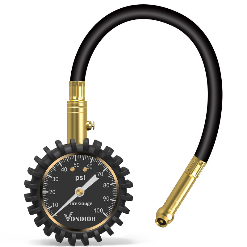 Vondior Heavy Duty Tire Pressure Gauge with Large Glow Dial - ANSI Certified for Cars and Trucks, Easy-Read and Stocking Stuffer for Men Black 0-100 PSI