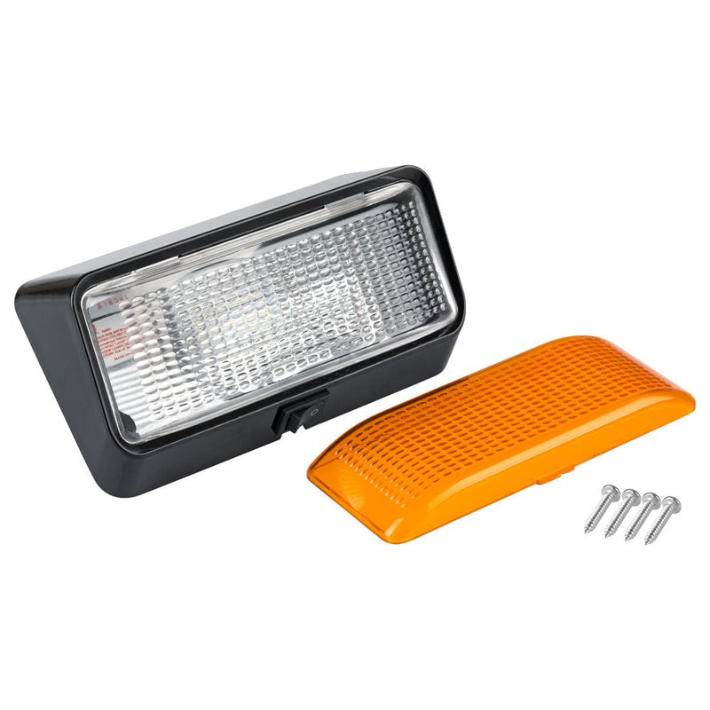 Lumitronics 12V LED Exterior Outdoor Porch Light with On/Off Switch, Removable Clear & Amber Lenses Perfect Outside Replacement Lights for RVs, Motorhomes, Campers, 5th Wheels, Trailers (Black) With Switch - LED Black Base