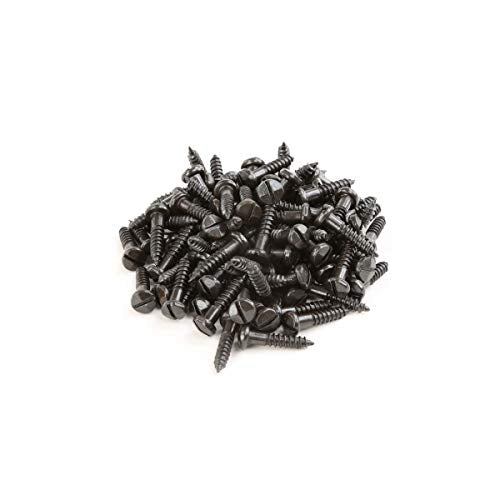 Renovators Supply Manufacturing Slotted Pyramid Head Screws 3/4 in. Steel Black Screws Pack of 100 Pieces 3/4" Slotted Wood Screws-Pack of 100