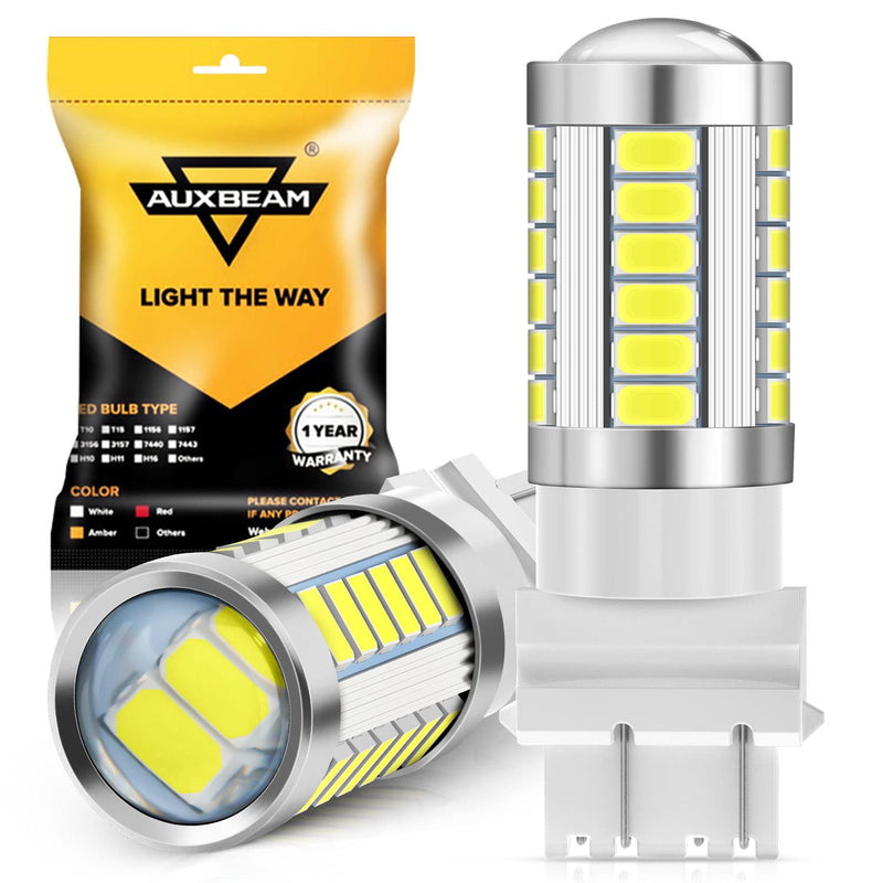 Auxbeam T25 3156 3157 LED Bulbs, 6500K White, Super Bright 4114 3057 4157 3457 4057 LED Backup Reverse Lights for Cars Trucks Motorcycles, 3030-SMD 12V, Pack of 2 Xenon White
