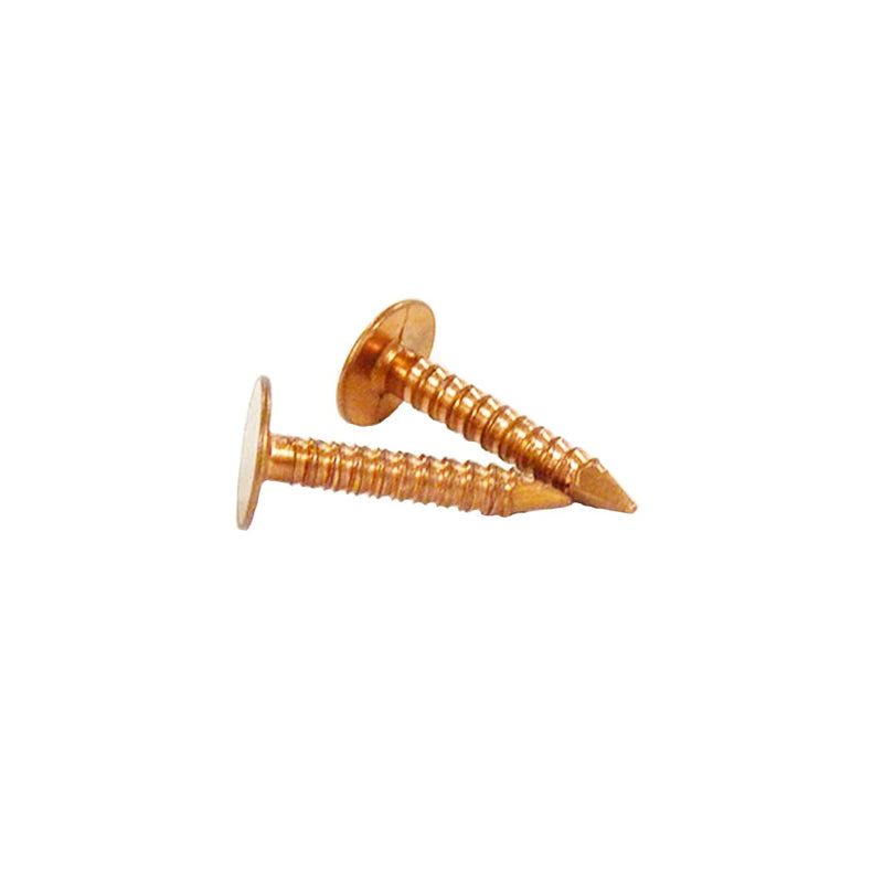 3/4" Solid Copper Ring Shank Roofing Nails, 11 Gauge, 3/8" Head, Diamond Point, for Gutters, Copper Fabrication, Decorative Copper, Saddlery, Sheet Metal, 1 lb (Approx. 302 Nails), Made in USA