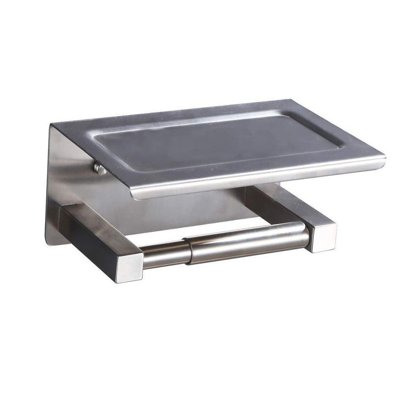 XVL Toilet Paper Holder with Mobile Phone Storage Shelf and Spring Roller Brushed SUS304 Stainless Steel G325A