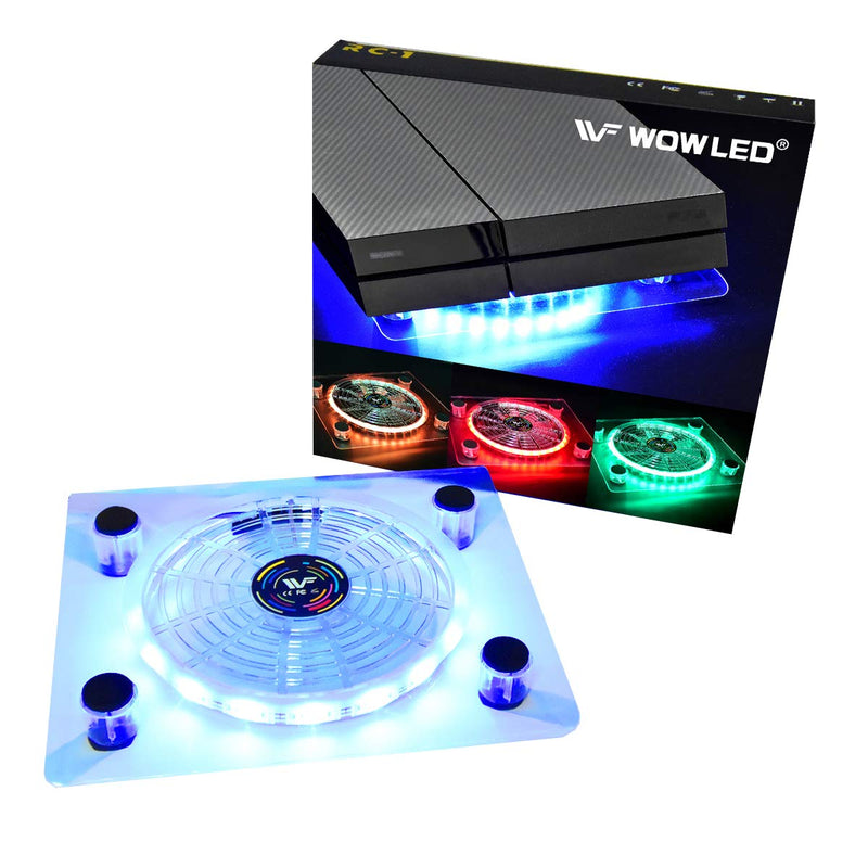 WOWLED Cooling Fan Mini 3 Keys Control Gaming USB RGB LED Cooler Thermal Fan Pad for PS4 PlayStation 4 Xbox One X Consoles Laptop Notebook PC CPU Coolers Computer Cooling Strip Light Case Fan RGB Cooling Pad